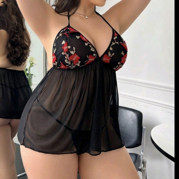 Other - Plus Butterfly Embroidery Mesh Slips With Thong